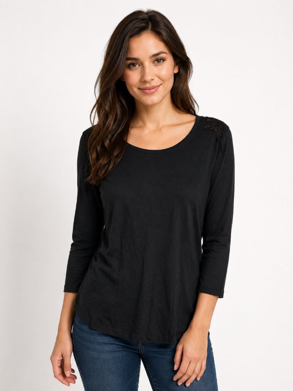 Talbots Black Long Sleeve Scoop Neck Top